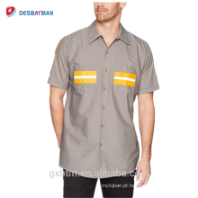 Personalizado Fornecedor Atacado de Segurança Workwear Fita Reflexiva Uniforme de Manga Curta Hi-vis Camisa de Trabalho